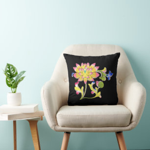 Cojín Decorativo Flores de Loto y Vid