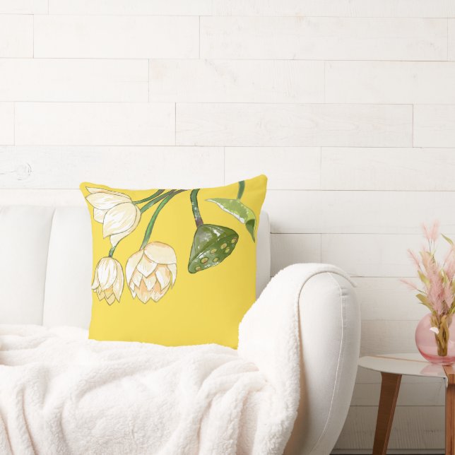 Cojín Decorativo Flores de Lotus amarillo brillante Seedpod Simple (Sofá)