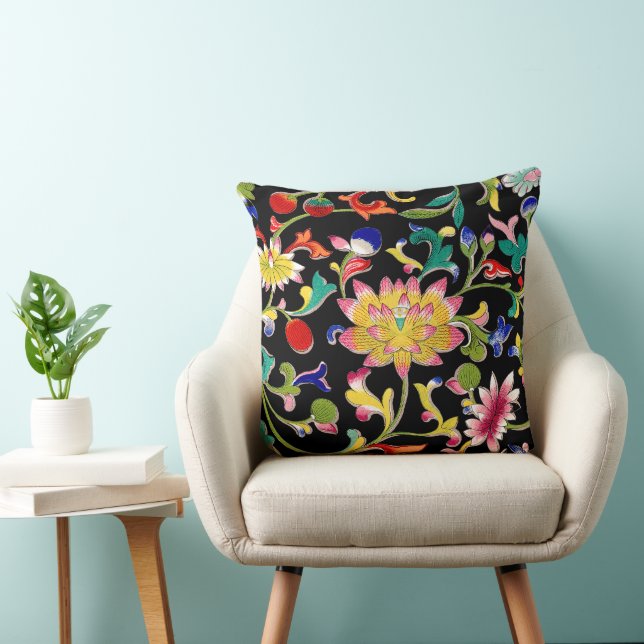 Cojín Decorativo Flores de Lotus y vino (Silla)