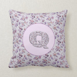 Cojín Decorativo Flores de lujo Monograma Q