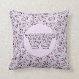 Cojín Decorativo Flores de lujo Monograma W