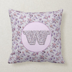 Cojín Decorativo Flores de lujo Monograma W