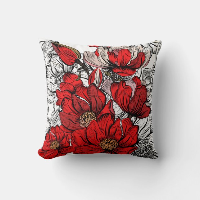 Cojín Decorativo Flores de Magnolia roja (Anverso)