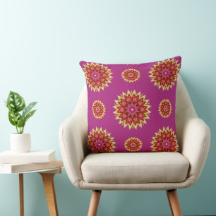 Cojín Decorativo Flores de manta en magenta
