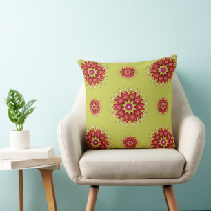 Cojín Decorativo Flores de manta en verde