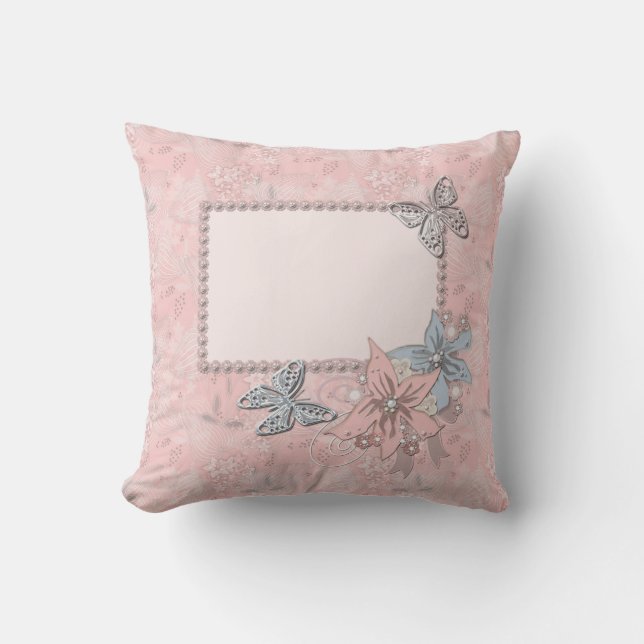 Cojín Decorativo Flores de marco rosa elegantes retro (Anverso)