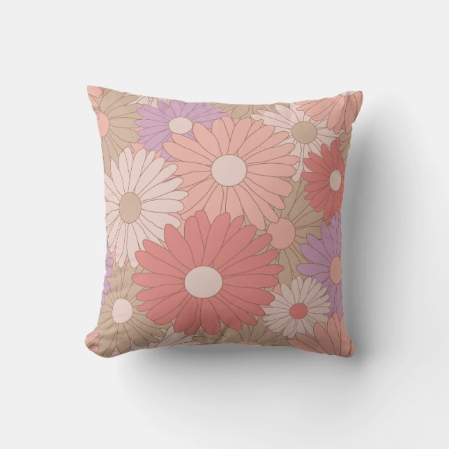 Cojín Decorativo Flores de margarita retro (Anverso)