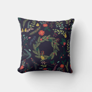 Cojín Decorativo Flores de Navidades dibujadas a mano: colección vi