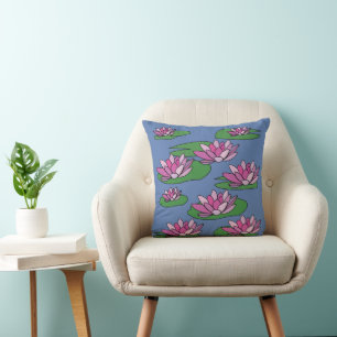 Cojín Decorativo Flores de Nenúfar Rosadas