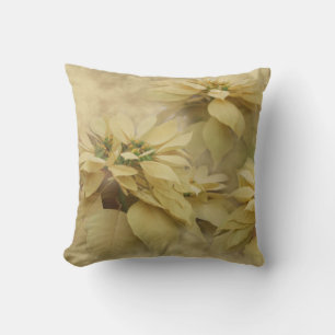Cojín Decorativo Flores de Nochebuena de color crema Arte Digital