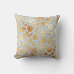 Cojín Decorativo Flores de oro, fondo azul, imitación de Relieve me