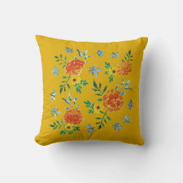 Cojín Decorativo Flores de oro y borage en amarillo mostaza