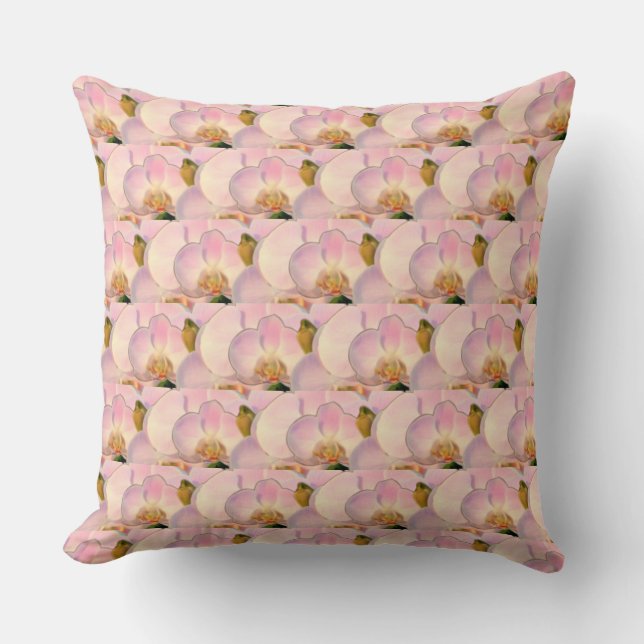Cojín Decorativo Flores de orquídea rosa claro elegantes (Anverso)