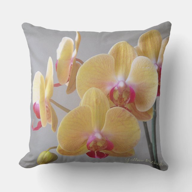 Cojín Decorativo Flores de orquídeas amarillas (Anverso)