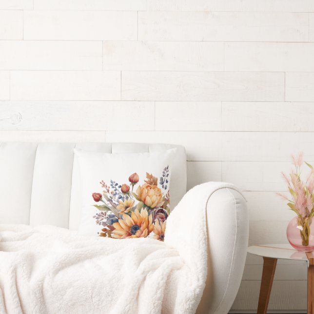 Cojín Decorativo Flores de otoño acuáticasCojín decorativo blanco (Sofá)