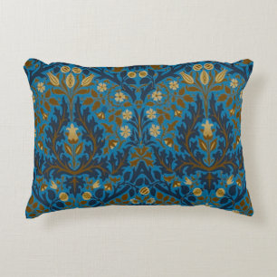 Cojín Decorativo Flores de Otoño Azules y Turquesa de William Morri