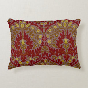 Cojín Decorativo Flores de Otoño Vintage Rojo Dorado William Morris