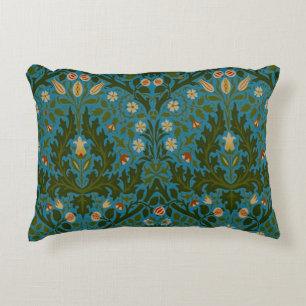 Cojín Decorativo Flores de Otoño Vintage Verde Azul William Morris