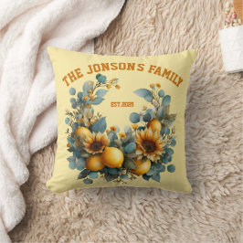 Cojín Decorativo Flores de otoño y decoración familiar de los lemon