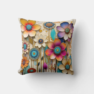 Cojín Decorativo Flores de papel en 3D brillantes