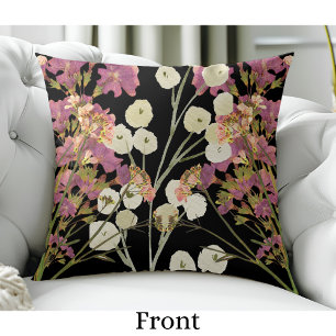 Cojín Decorativo Flores De Papel Presionadas De Boho Oscuro