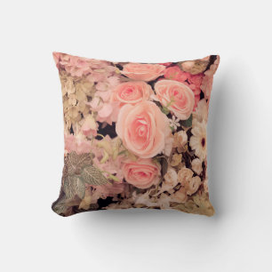Cojín Decorativo Flores de pared textura retro - filtro de efecto d