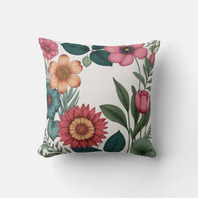 Cojín Decorativo Flores de patrón (Anverso)