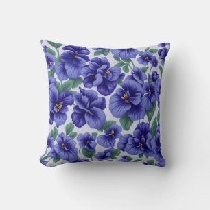 Cojín Decorativo Flores de Pensamiento Azules