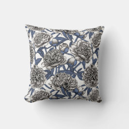 Cojín Decorativo Flores de peón blanco