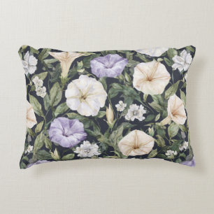Cojín Decorativo Flores de Petunia de Crema Lavanda Púrpura