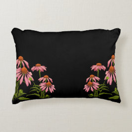 Cojín Decorativo flores de pino coloridas sobre fondo negro