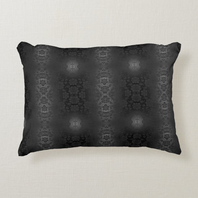 Cojín Decorativo Flores de plata gris negro Floral elegante (Anverso)