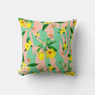 Cojín Decorativo Flores de plumeria amarilla sin fisuras