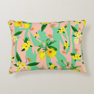 Cojín Decorativo Flores de plumeria amarilla sin fisuras