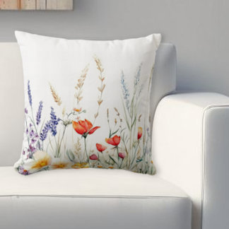 Cojín Decorativo Flores de prado y lavanda