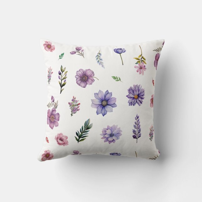 Cojín Decorativo Flores de primavera acuarela conjunto del núcleo d (Reverso)