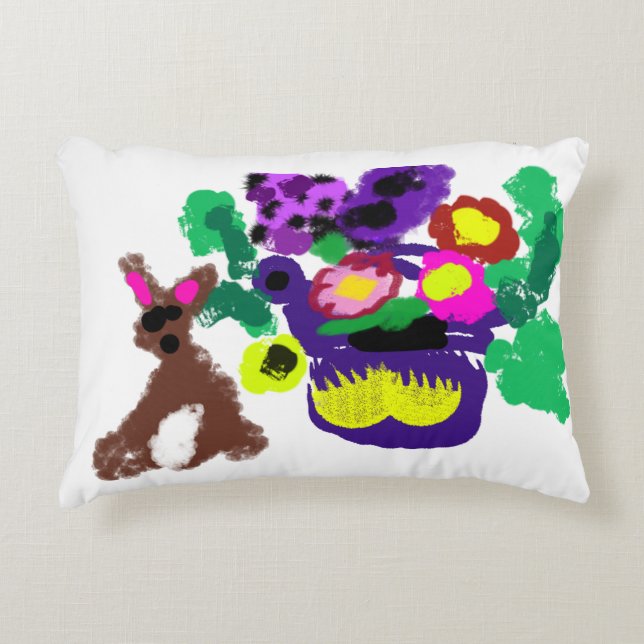 Cojín Decorativo Flores de primavera Alegría de conejo (Anverso)