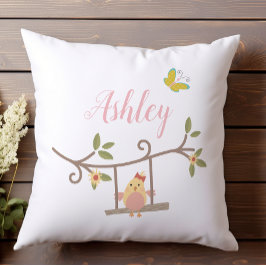 Cojín Decorativo Flores de primavera bebé de mariposa rosa