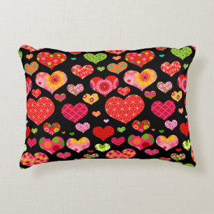 Cojín Decorativo Flores de primavera corazones de amor arcoiris