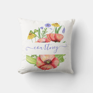 Cojín Decorativo Flores de primavera en acuarela personalizadas