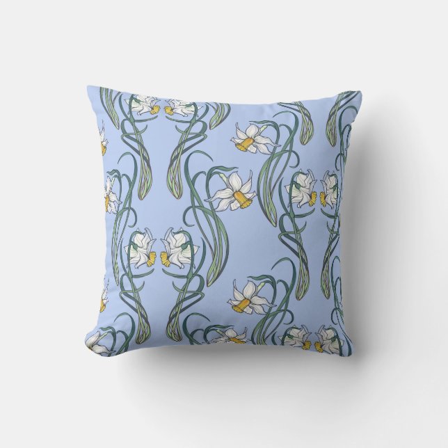 Cojín Decorativo Flores de primavera. Flores de Daffodil entrelazad (Anverso)