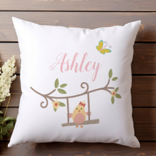 Cojín Decorativo Flores de primavera mariposa bebé rosa