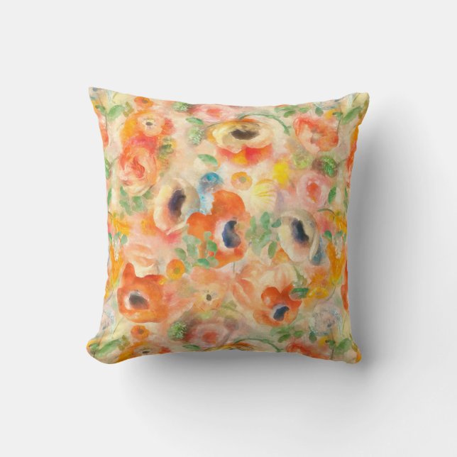 Cojín Decorativo Flores de primavera naranja (Anverso)