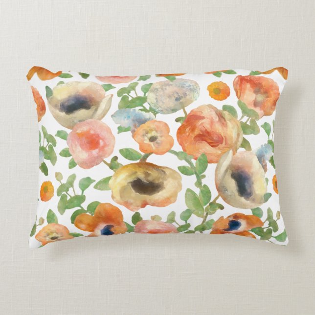 Cojín Decorativo Flores de primavera naranja (Anverso)