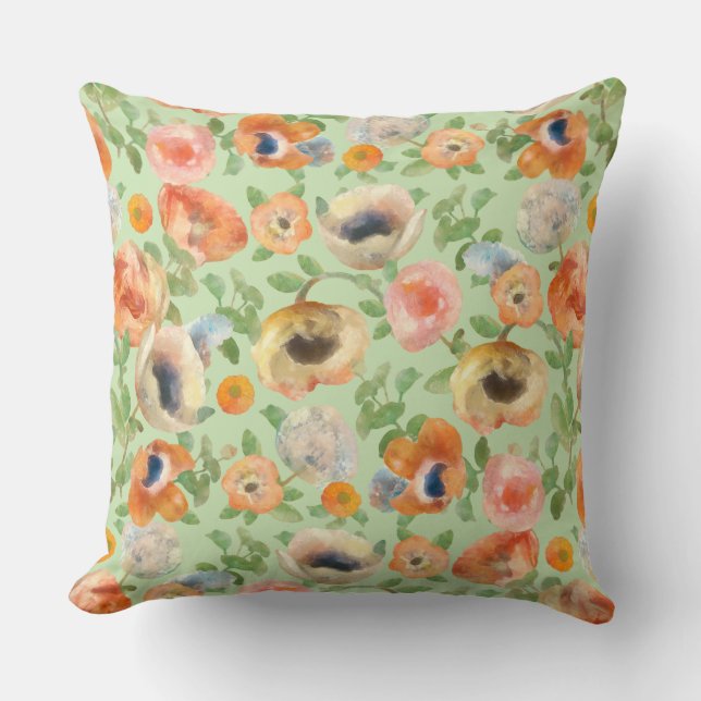 Cojín Decorativo Flores de primavera naranja (Anverso)