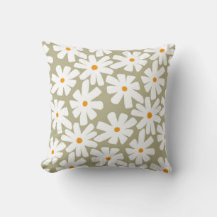 Cojín Decorativo Flores de primavera patrón floral retro verde salv