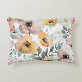 Cojín Decorativo Flores de primavera Poppy Flor silvestre acuarela