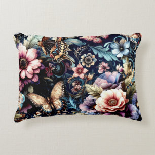 Cojín Decorativo Flores de primavera y mariposas antiguas