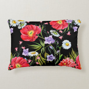 Cojín Decorativo Flores de ramo, acuarela, patrón ininterrumpido