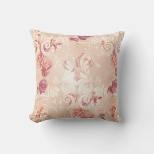 Cojín Decorativo Flores de rosa de época y adornos barrocos